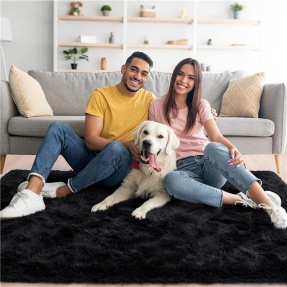 Fluffy Bedroom Rug Carpet,4x5.3 Feet Shaggy Fuzzy Rugs for Bedroom,Soft Rug - Picture 2 of 6